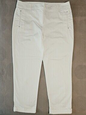 WHBM Solid White Slim Chino Crop Pant (Roll Cuff), Size 10, EUC